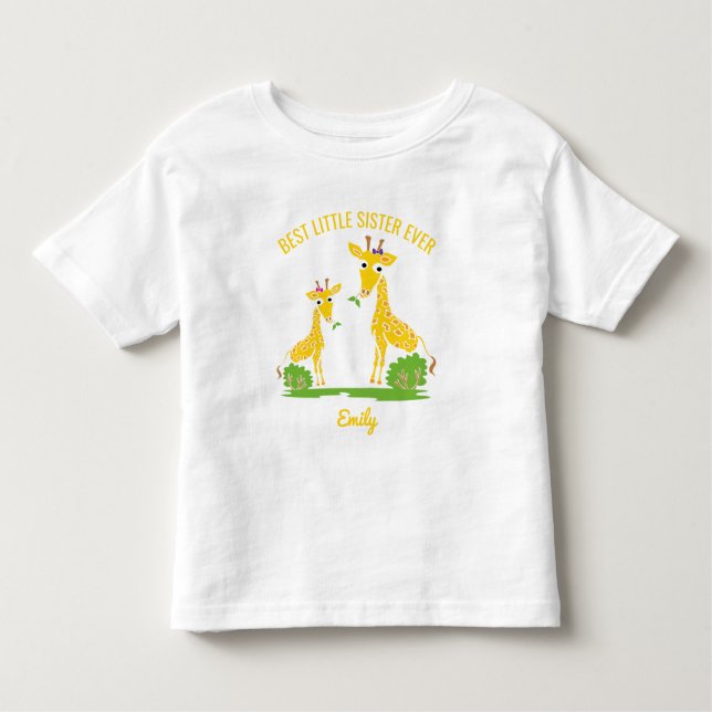 T-shirt Melhor Irmãzinha de Todos os Tempos Girafa Meninas (Frente)