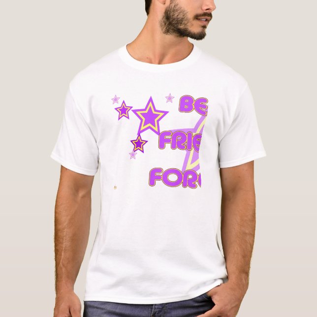 T-shirt Melhores Amigos para Estrelas Amarelas Roxas Parte (Frente)