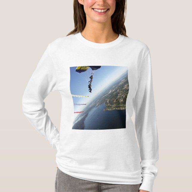 T-shirt Membros da Equipe de Paraquedas do Marinho dos EUA (Frente)