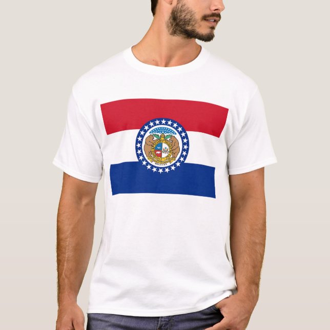 T-shirt Men T Shirt with Flag of Missouri State USA (Frente)