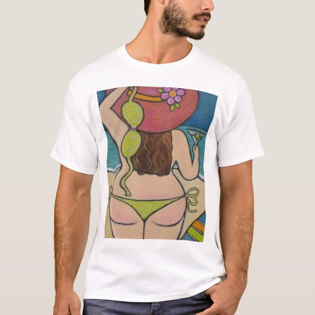 T-shirt Menina bonita no biquini (Frente)