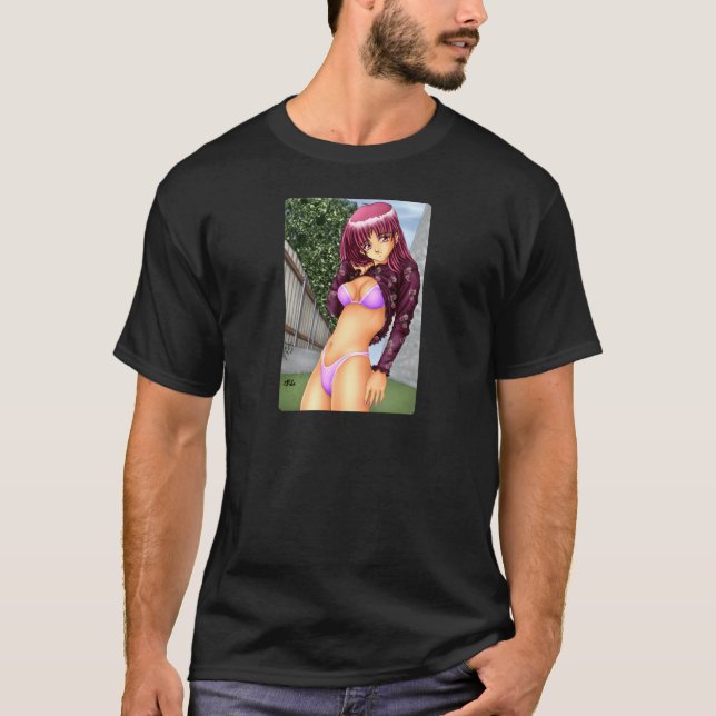 T-shirt Menina do Anime do biquini (Frente)