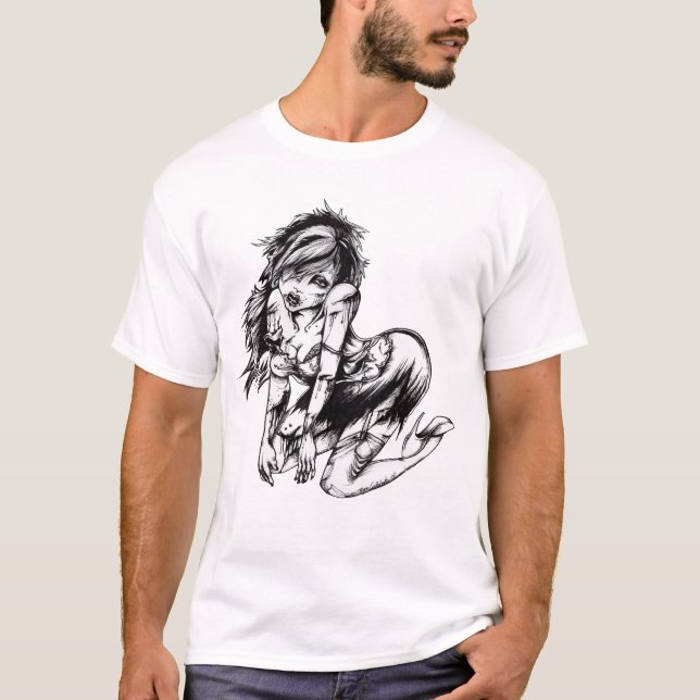 T-shirt menina do zombi para homens (Frente)