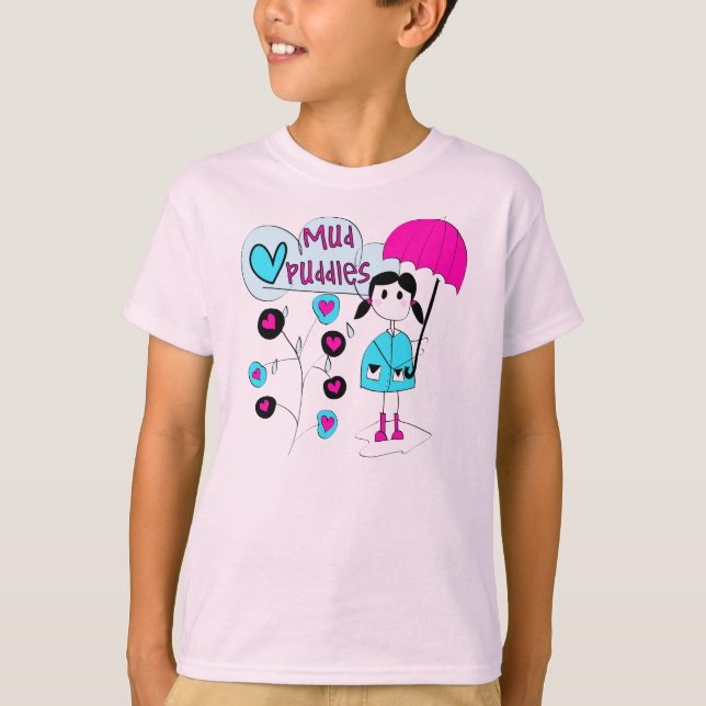 T-shirt Menina eu amo poças de lama (Frente)