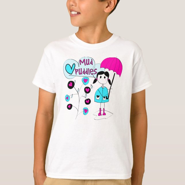 T-shirt Menina eu amo poças de lama (Frente)