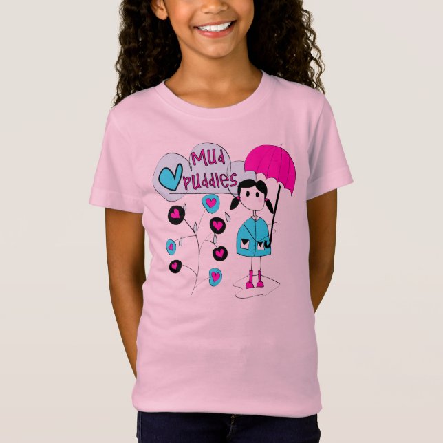 T-shirt Menina eu amo poças de lama (Frente)