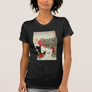 T-shirt Menina japonesa com gato, Tsukioka Yoshitoshi