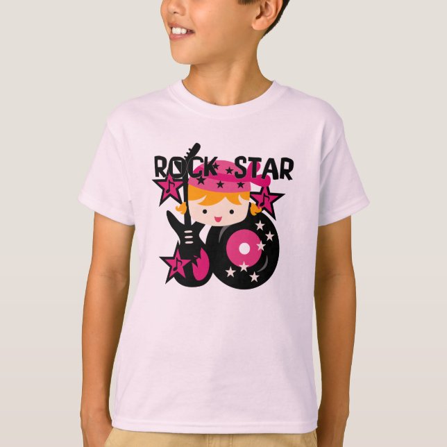 T-shirt Menina loura da estrela do rock (Frente)