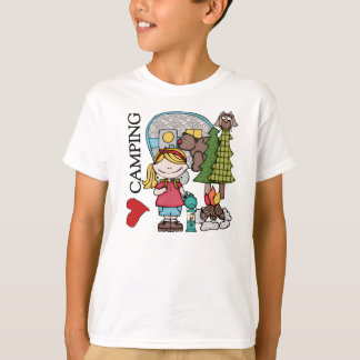 T-shirt Menina Loura Que Eu Adoro Acampar