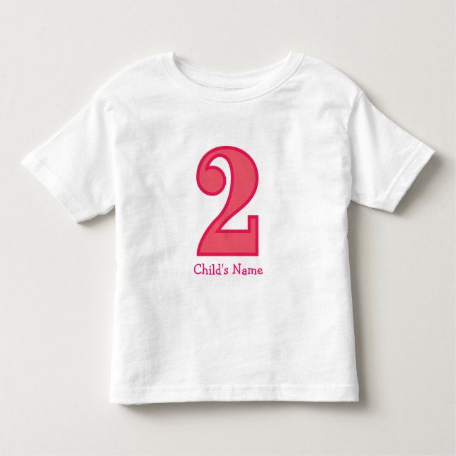 T-shirt Menina número dois, Nome da Criança (Frente)
