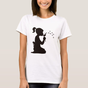 T-shirt Menina que funde na silhueta do dente-de-leão