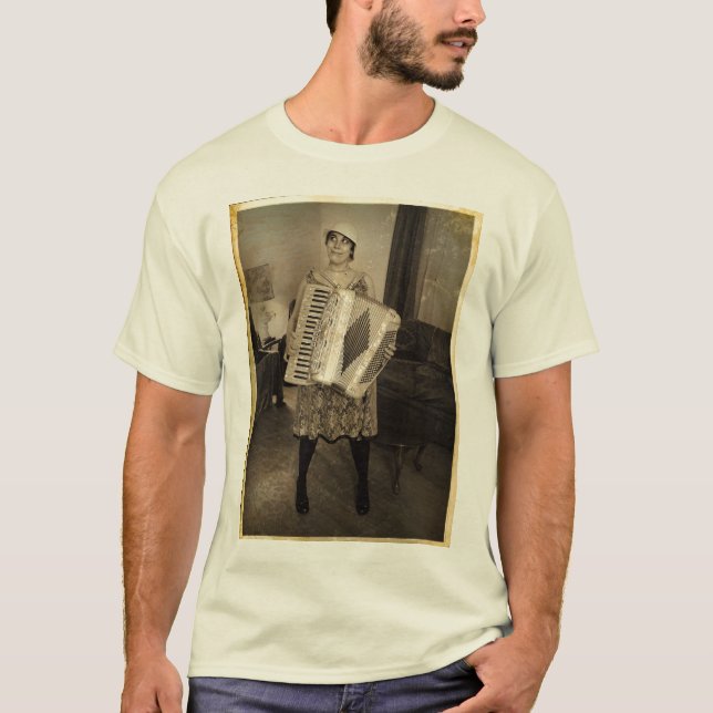 T-shirt Menina retro do acordeão (Frente)