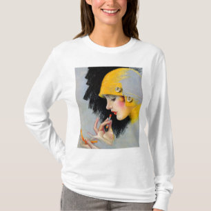 T-shirt Menina retro do batom das mulheres 20s Hollywood