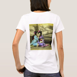 T-shirt Meninas de gueixa da bisbolhetice do japonês velh