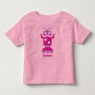 T-shirt Meninas personalizadas dos miúdos robô roxo