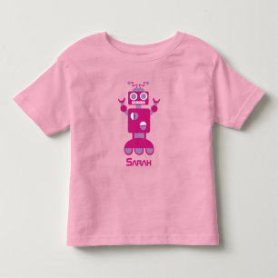 T-shirt Meninas Robô Rosa Roxo Personalizado Moderno