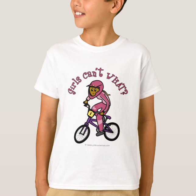 T-shirt Meninas Rosa Escuras BMX (Frente)