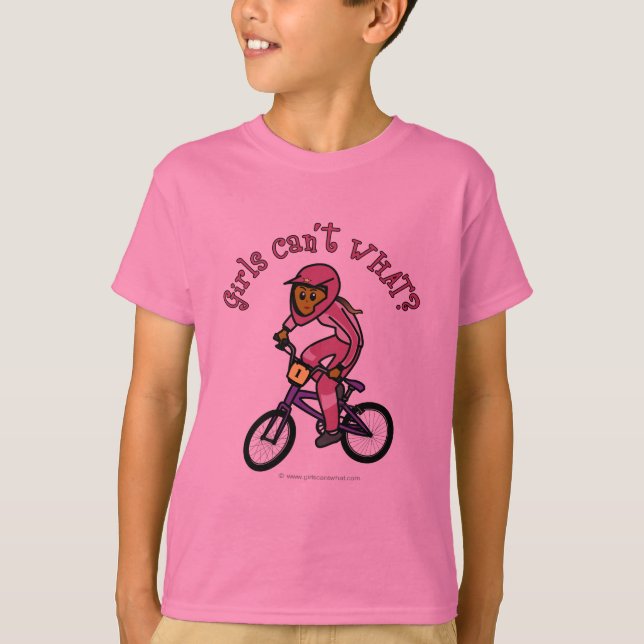 T-shirt Meninas Rosa Escuras BMX (Frente)