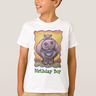 T-shirt Menino do aniversário do Hippopotamus das cabeça