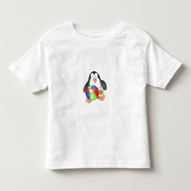 T-shirt Menino Pinguim na Praia (Frente)