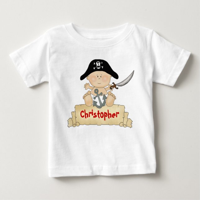 T-shirt Meninos Cute Pirate Personalizados (Frente)