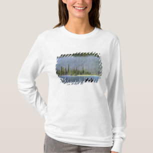 T-shirt Meninos pescando de canoa com névoa em