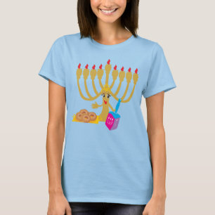 T-shirt Menorah bonita e Marinho Dreidel azul