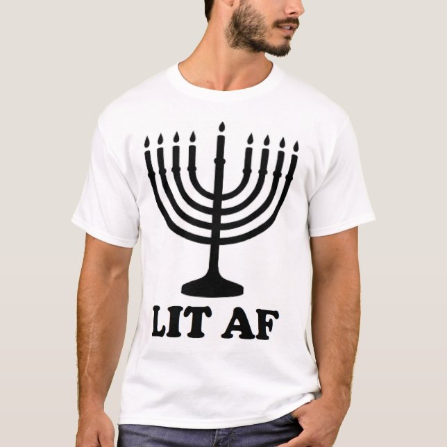 T-shirt Menorah engraçada Hanukkah chanukah iluminou feria (Frente)