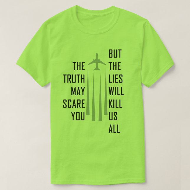 T-shirt Mentiras de Chemtrail (Frente do Design)