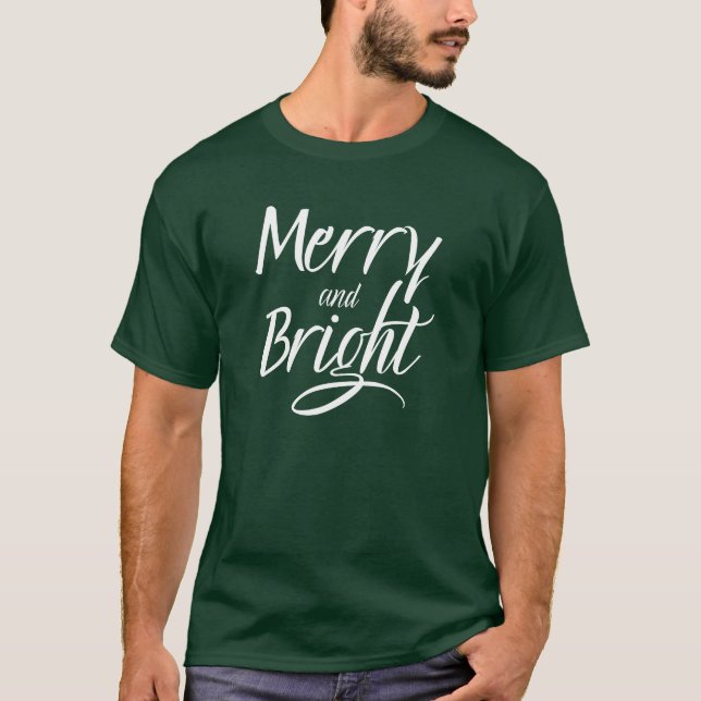 T-Shirt : Merry and Bright (green) (Frente)