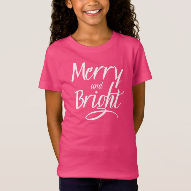 T-Shirt : Merry and Bright (pink) (Frente)