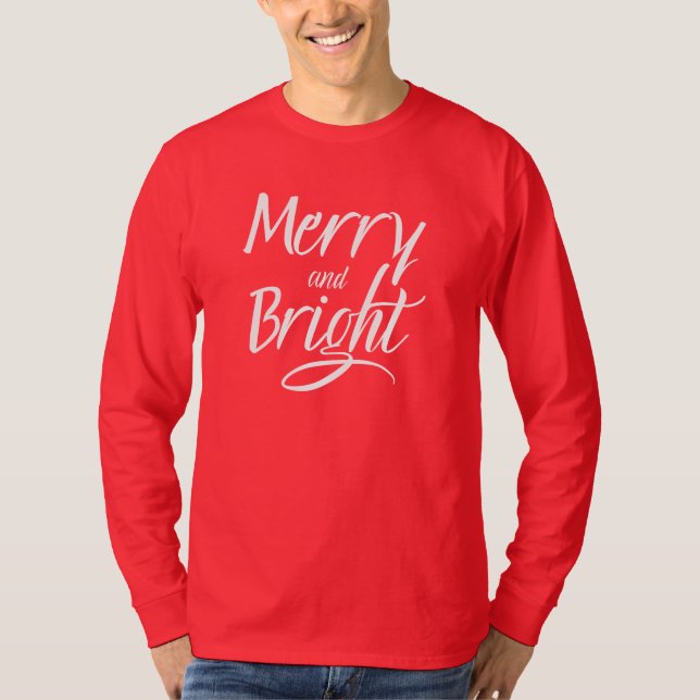 T-Shirt : Merry and Bright (red cardinal) (Frente)