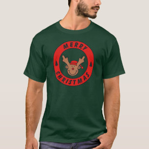 T-shirt Merry Christmas Rudolf rena com baum