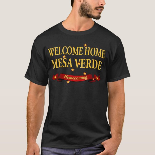 T-shirt Mesa bem-vindo Verde da casa (Frente)