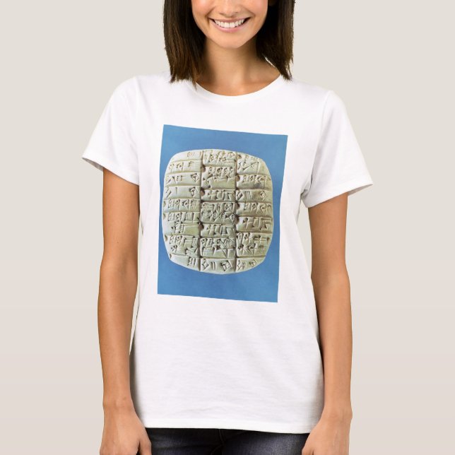 T-shirt Mesa de contas com script cuneiform, c.2400 BC (t (Frente)
