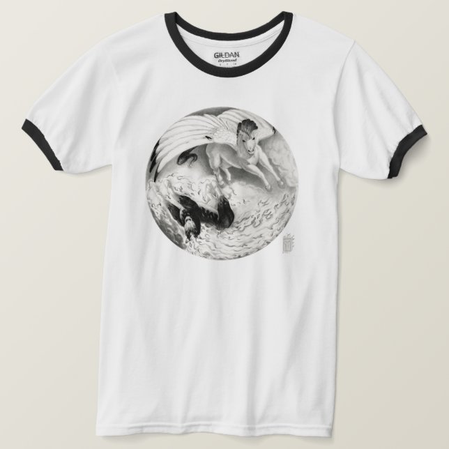T-shirt Mesa Pegasus e Nightmare Yin Yang (Frente do Design)