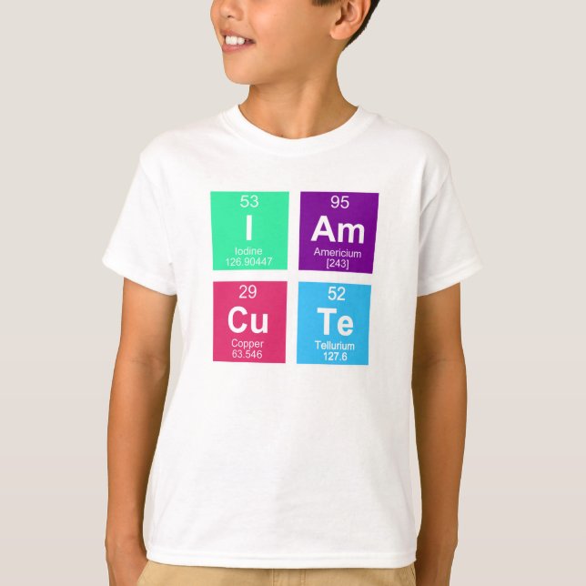 T-shirt mesa periódica química dos elementos: IAmCuTe (Frente)