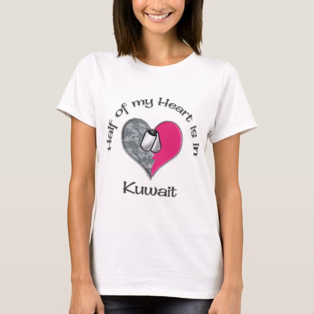 T-shirt Metade de meu coração Kuwait (Frente)