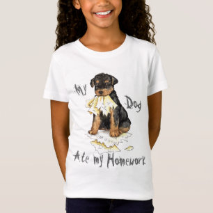 T-shirt Meu Airedale Comeu Meu Trabalho De Casa