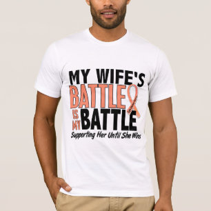 T-shirt Meu da batalha cancer uterina da esposa demasiado