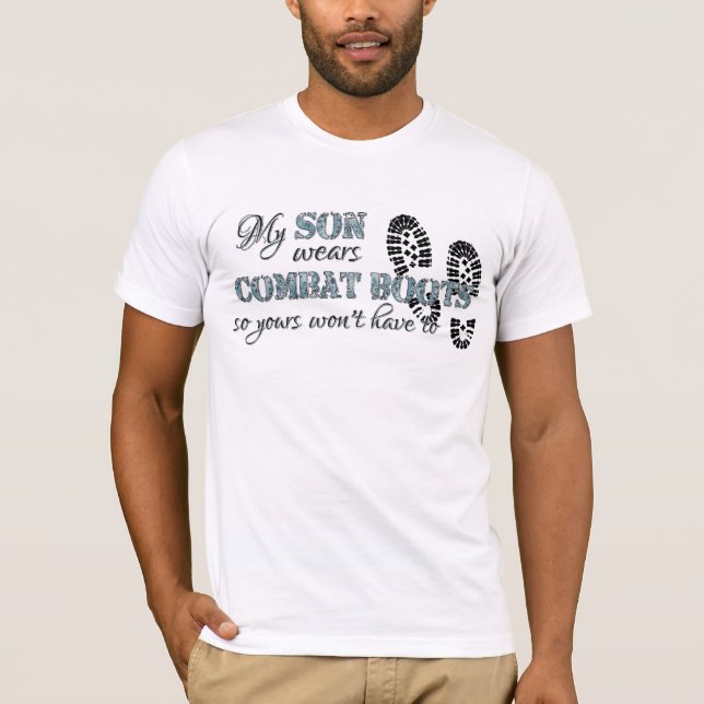 T-shirt Meu filho veste botas de combate (Frente)