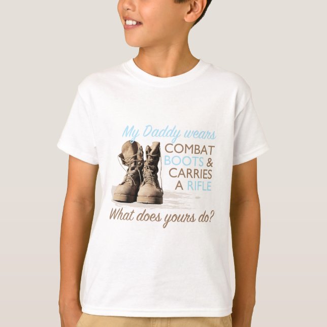T-shirt Meu pai veste botas de combate (Frente)