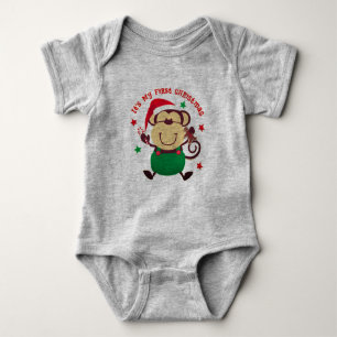 T-shirt Meu Primeiro Macaco de Papais noeis de Natal