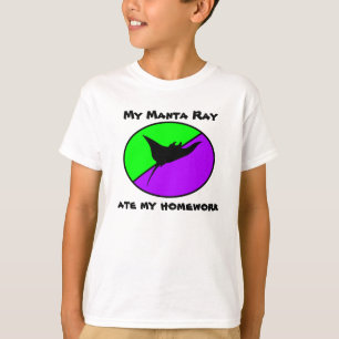 T-shirt Meu raio de Manta comeu meus trabalhos de casa