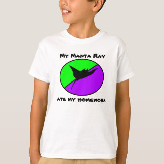 T-shirt Meu raio de Manta comeu meus trabalhos de casa