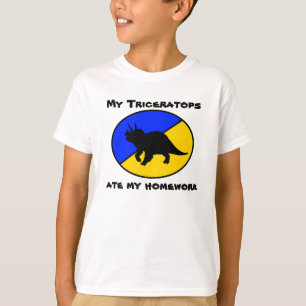 T-shirt Meu Triceratops comeu meus trabalhos de casa