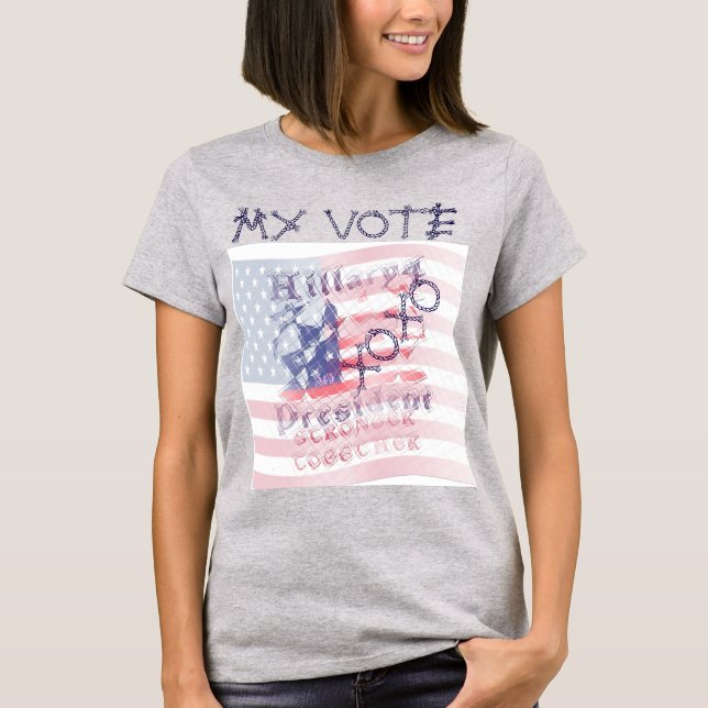 T-shirt Meu voto XOXO USA Hillary 4 Presidente americano (Frente)
