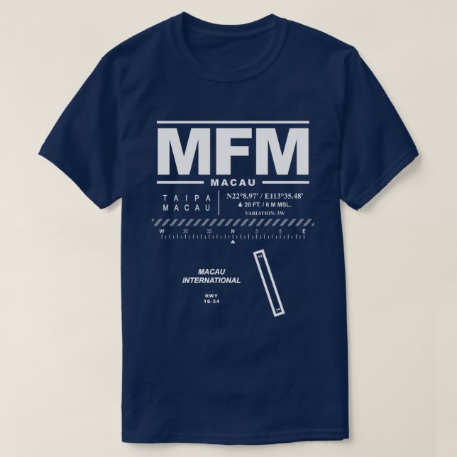 T-Shirt MFM do Aeroporto Internacional de Macau (Frente do Design)