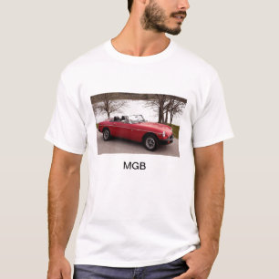 T-shirt MGB, carro de esportes, ingleses, 1976, vermelho