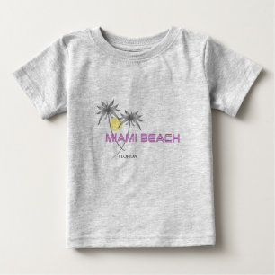 T-shirt Miami Beach, Flórida, Cinza rosa, bebê